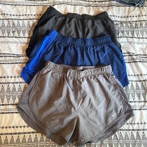 Three pairs Nike dri fit shorts